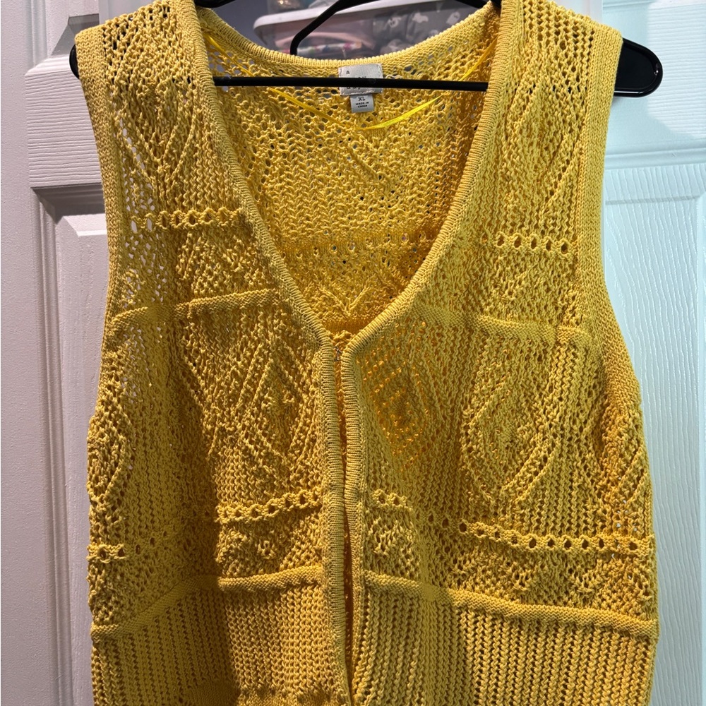 a new day Bright Yellow Openwork Knit Vest